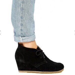 Clarks Originals Black Yarra Suede Platform Wedge Lace Up Ankle Boots Booties